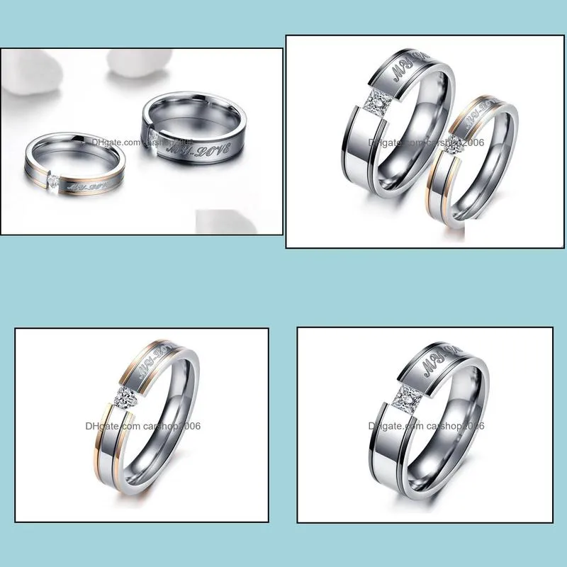 rings beautifully rings fashion mens or womens gold 316l stainless steel lovers crystal couples rings