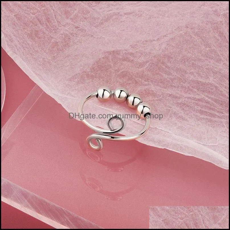 turnable ball ring female open adjustable female ring birthday party gift