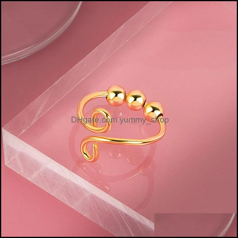 turnable ball ring female open adjustable female ring birthday party gift