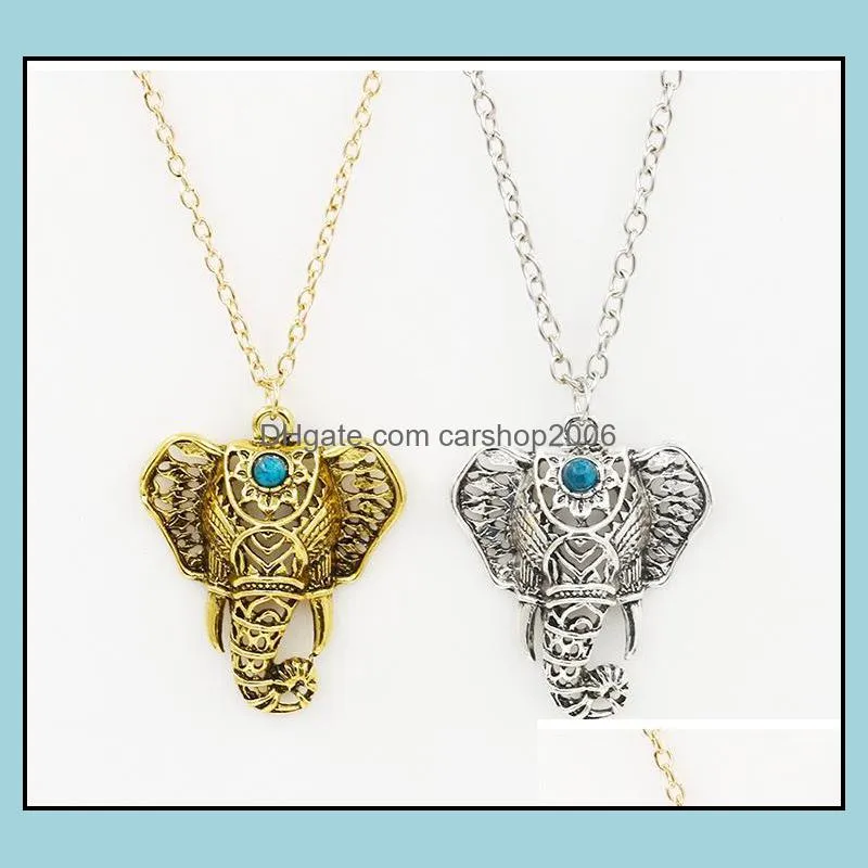 pendant necklace women boho ethnic turquoise elephant choker necklace chain necklaces