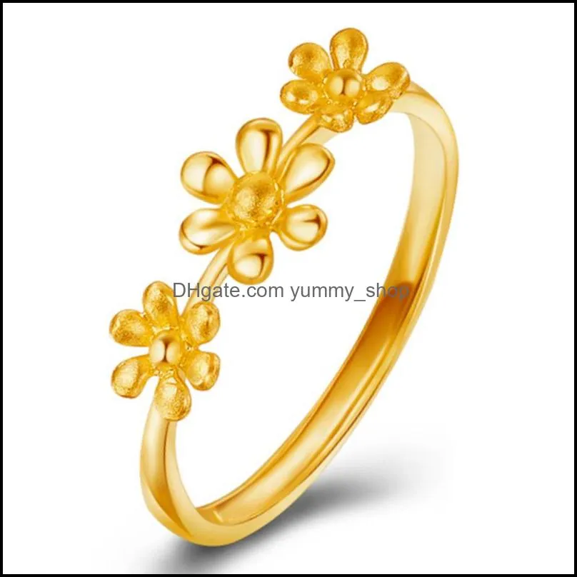 sand gold rings elegant fashion sakura princess engagement rings for bride jewelry romantic cherry blossom zircon lady flower ring