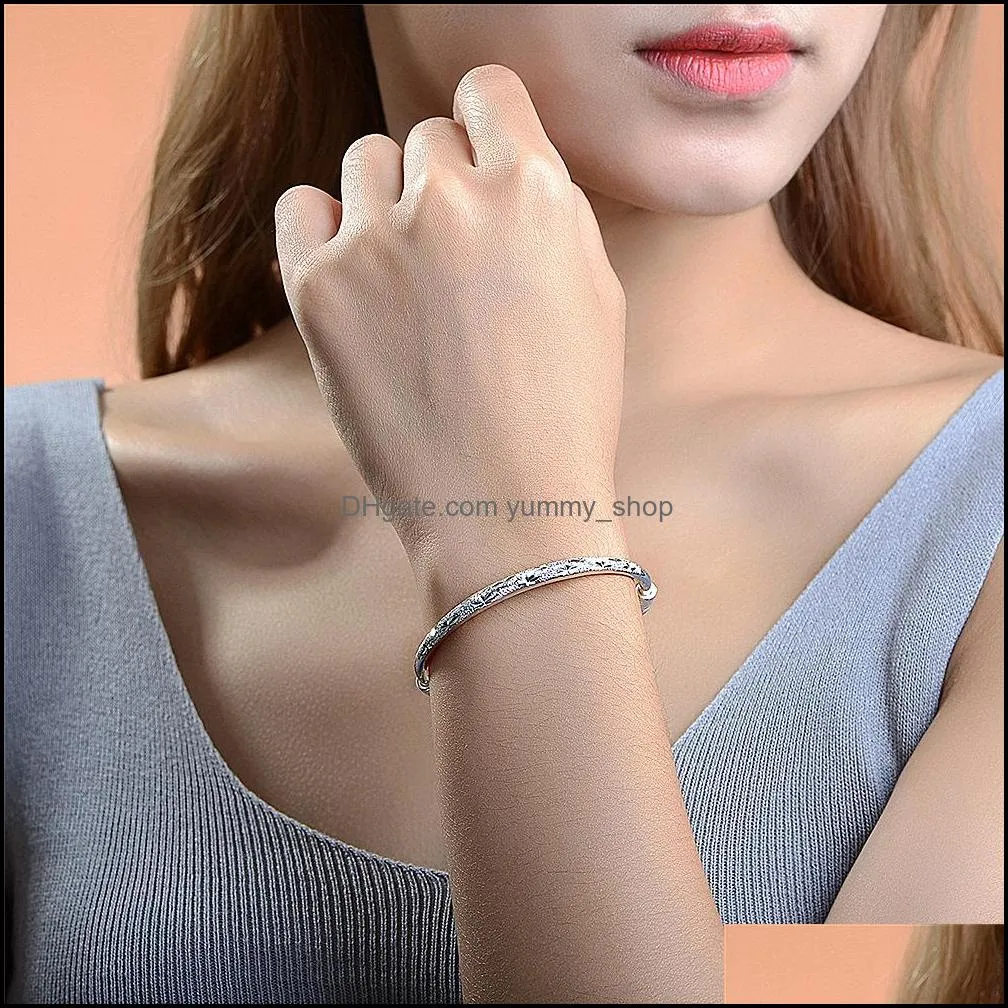 gypsophila silver bracelet bangle silver round tube roundness bracelets bangles