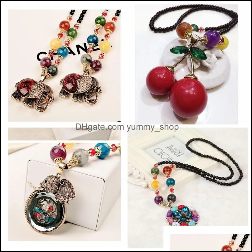 vintage ethnic style bohemian style glazed long necklace wholesale accessories cute color necklace wholesale
