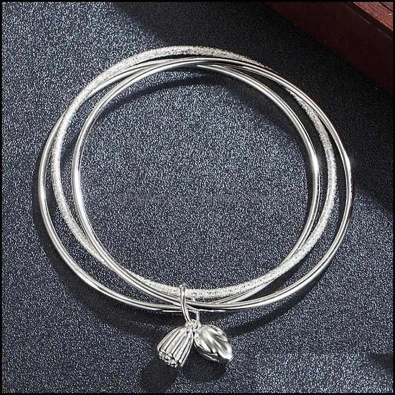 three lives three worlds silver bracelet ladies bracelet jewelry birthday gift for girlfriend lotus flower bud bracelet