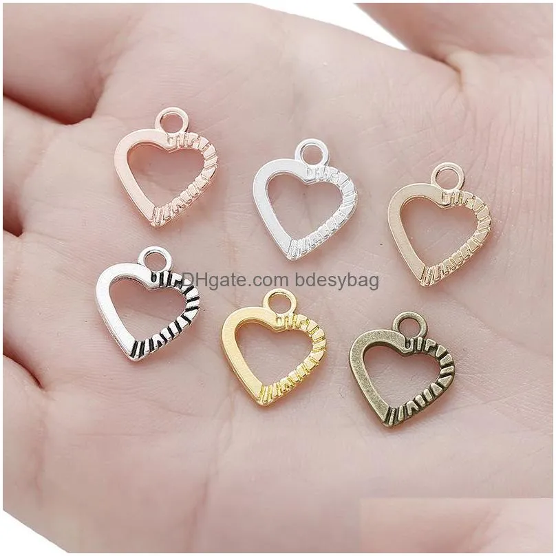 1000pcs love heart shaped charms pendant jewelry making handmade crafts diy necklace bracelet supplies 14x12mm