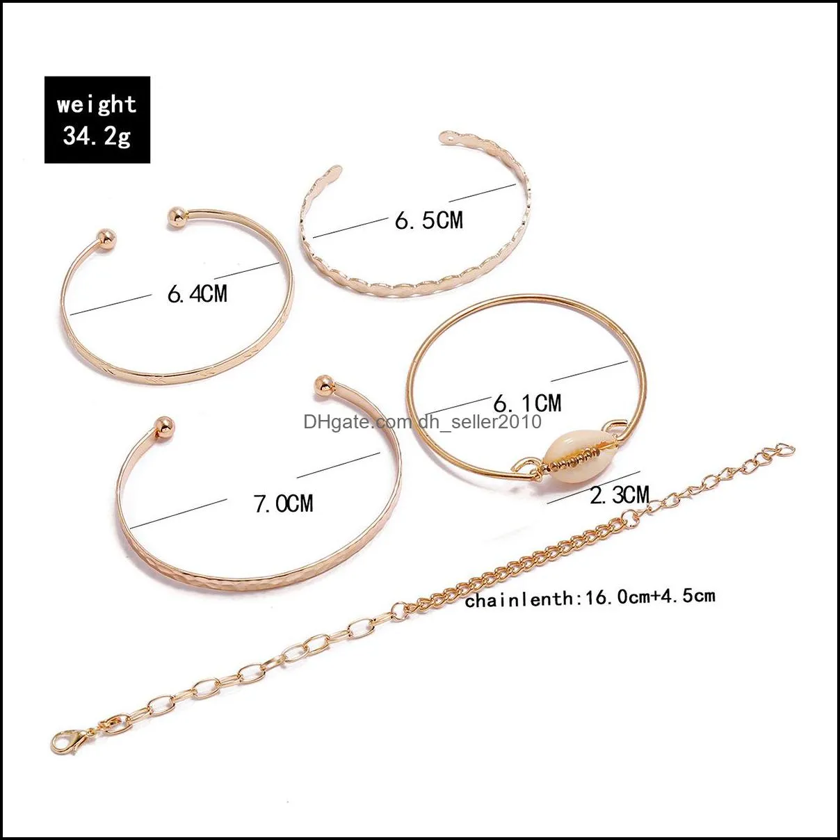 open bracelet bangle set for women jewelry accessories 5 pcs/set party bangle bohemian arrow shell bracelets sets