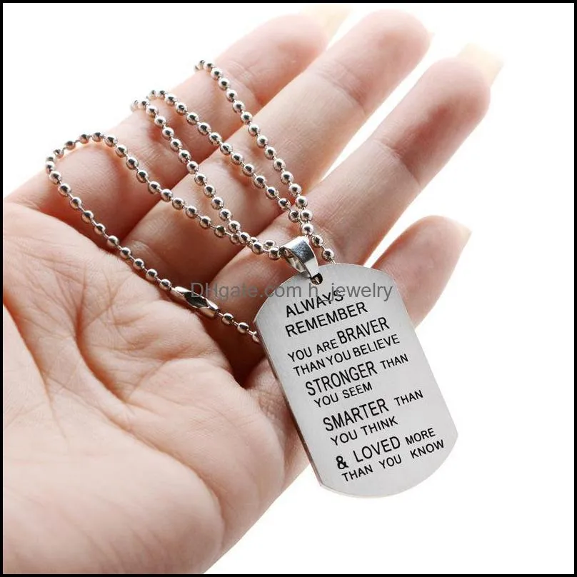 dog tag engraved necklace to family friend always remember stainless steel necklace