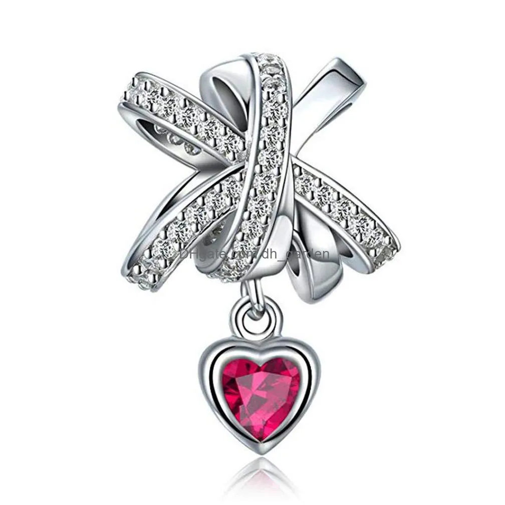 s925 soild silver zirconia diy original heartshaped bracelet loose beads charms womens pendant beads accessories wholesale