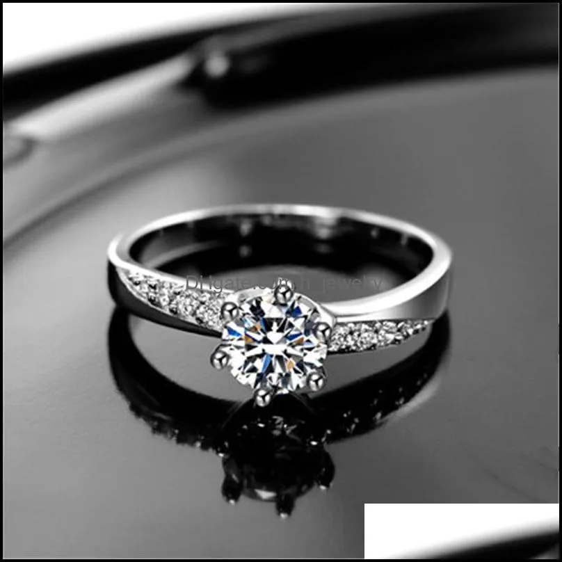 classic sixclaw diamond ring hand jewelry fashion highend platinum silver ring party gift couple rings