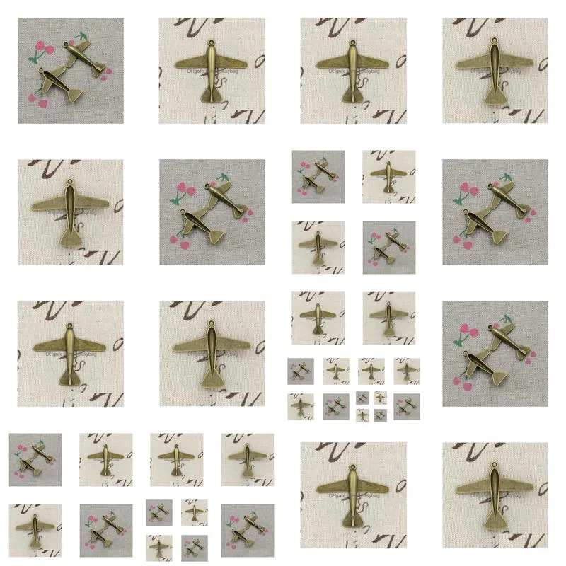 100 pcs charms plane airplane 50x44mm handmade craft pendant making fit vintage tibetan bronze diy for bracelet necklace