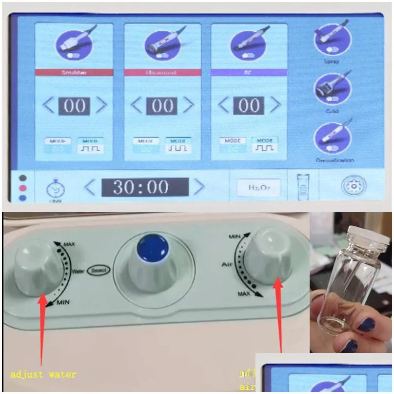 6/7 in 1 ultrasonic cavitation oxygen hydro dermabrasion facial machine dermabrasion water aqua spray gun rf microdermabrasion peeling vacuum