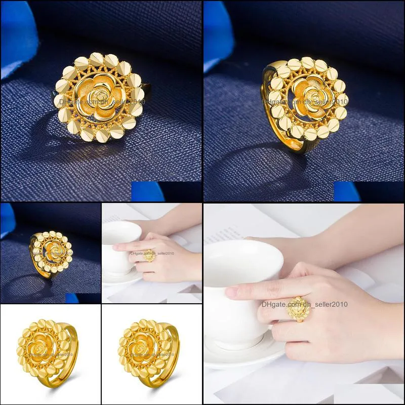 gold flower rings for women hand jewelry female wedding promise rings vintage golden engagement ring ladies gifts