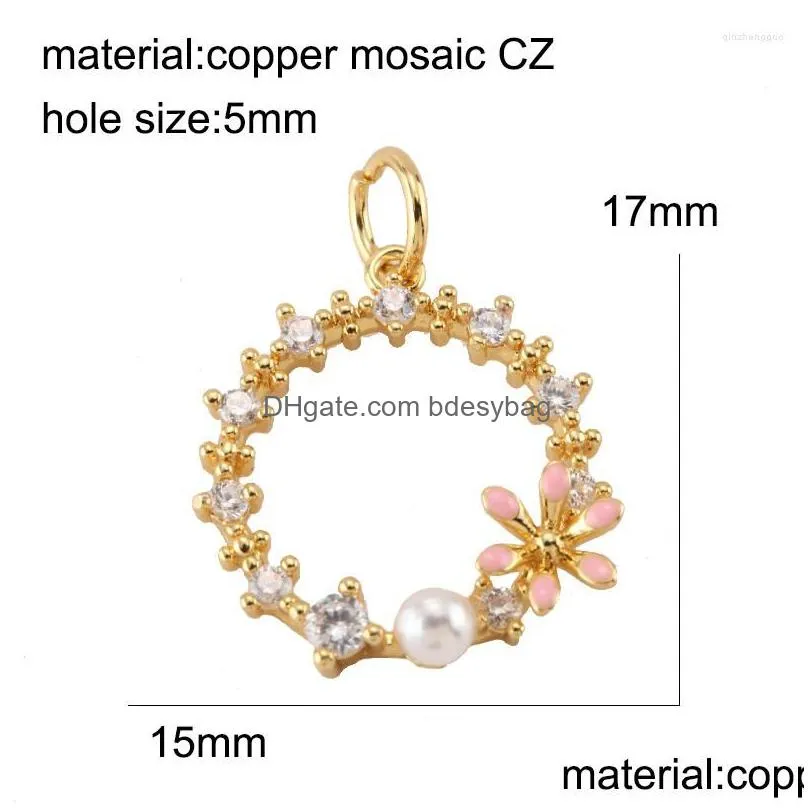 charms pearl for earrings necklace making supplies accessories gold dragonfly flowers diy charm metal copper cz zircon