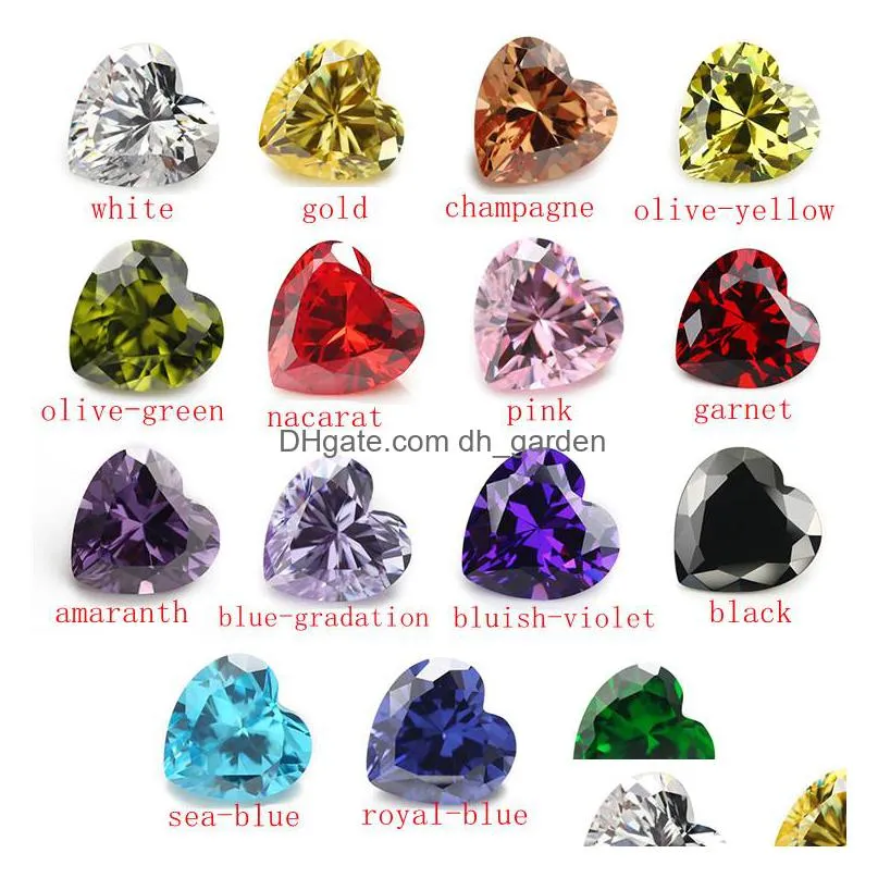 wholesale luxury 30 pcs/ bag 7x7 mm mix color heart faceted cut shape 5a loose cubic zirconia beads for jewelry diy