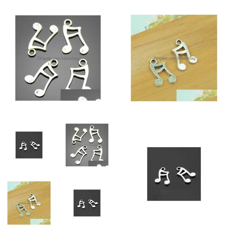 1000 pcs sixteenth notes music charms antique silver semiquaver 17x11mm good for your diy jewerly making