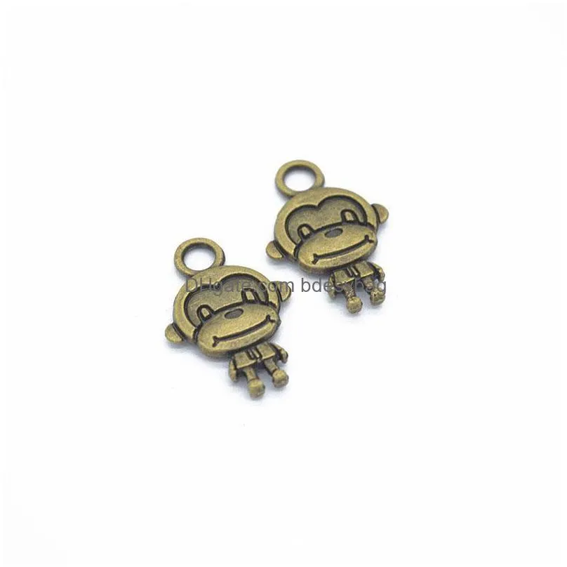 300 pcs /lot monkey charms pendant 23x15mm antique silver antique bronze silver gold 4 color for option