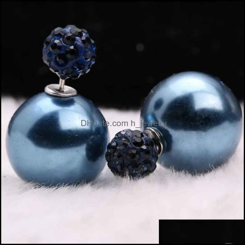 double dided earring round double candy color stud balls earrings for women
