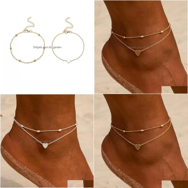 european and american new bohemia anklet fashion oval bead chain big love alloy womens foot decoration beach anklet wholesale