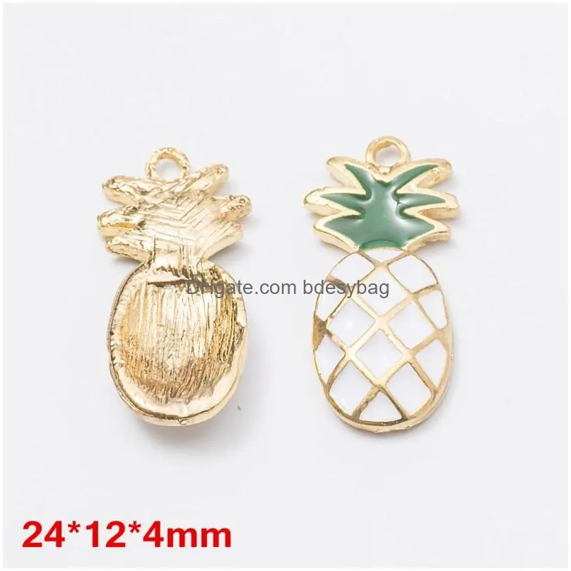 100pcs of diy charms pendants fruit pineapple style zinc alloy necklace bracelet decorate handmade jewelry findings