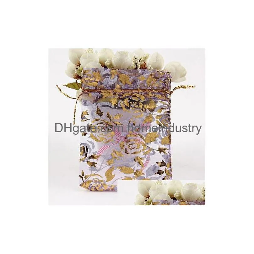 100pcs lot wedding christmas gift bag jewelry packaging bags pouches drawable heart flower small organza bags favor