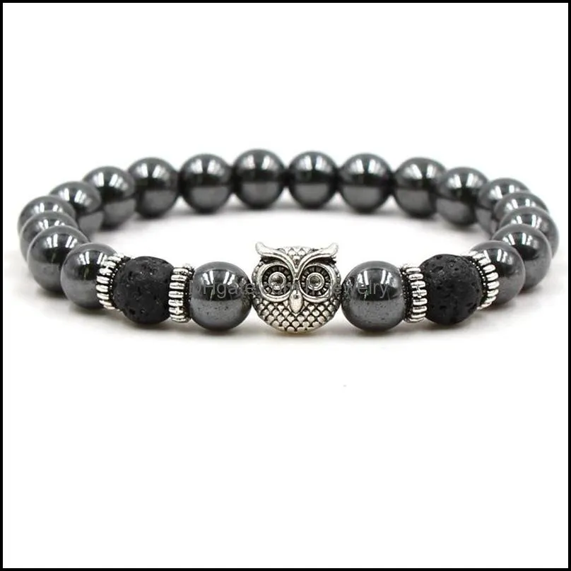 black lava stone bead bracelets natural stone beads bracelet leopard head men bracelet jewelry