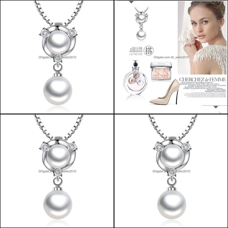 pearls necklaces imitation 925 sterling silver jewelry for women wedding jewelry accessories plated silver necklace