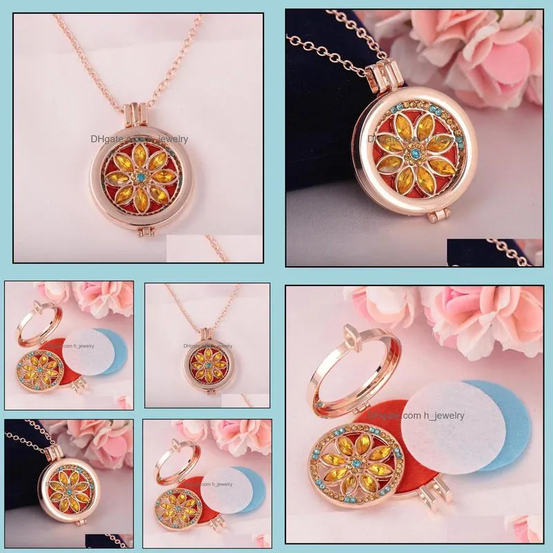 flower pendants necklaces vintage oil aromatherapy aroma diffuser necklace women luxury jewelry open locket necklace