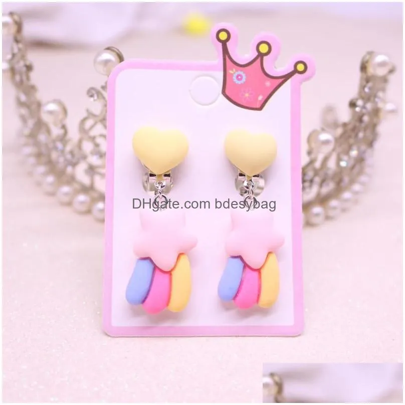backs earrings super cute yellow flowers stars rainbow clip on for kids girls jewelry no pierced children clips earring