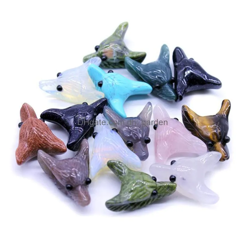 agate stone personalized necklace pendant multicolor wolf head small pendant in stock for wholesale