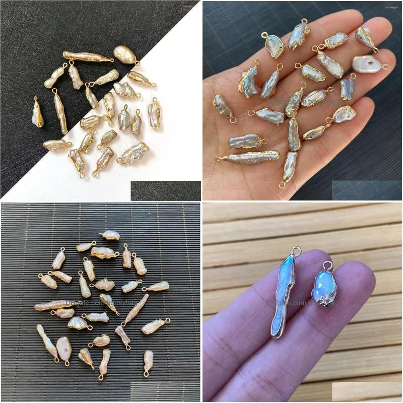 charms natural freshwater pearl irregular shape pendant for diy jewelry making necklace and bracelet accessories size3x1010x35mm