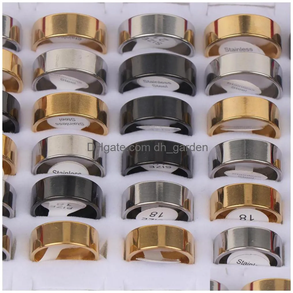 fashion simple smooth stainless steel rings jewelry for women men party gifts width 28mm mix color wholesale 1721mm 50pcs/lot