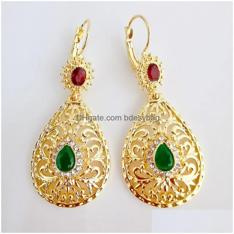 dangle earrings classic moroccan style wedding jewelry hollow pattern noble cut rhinestone ladies