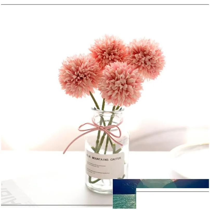 5pcsbunch artificial flower bouquet silk dandelion ball fake flowers diy home widding decoration valentines day gifts