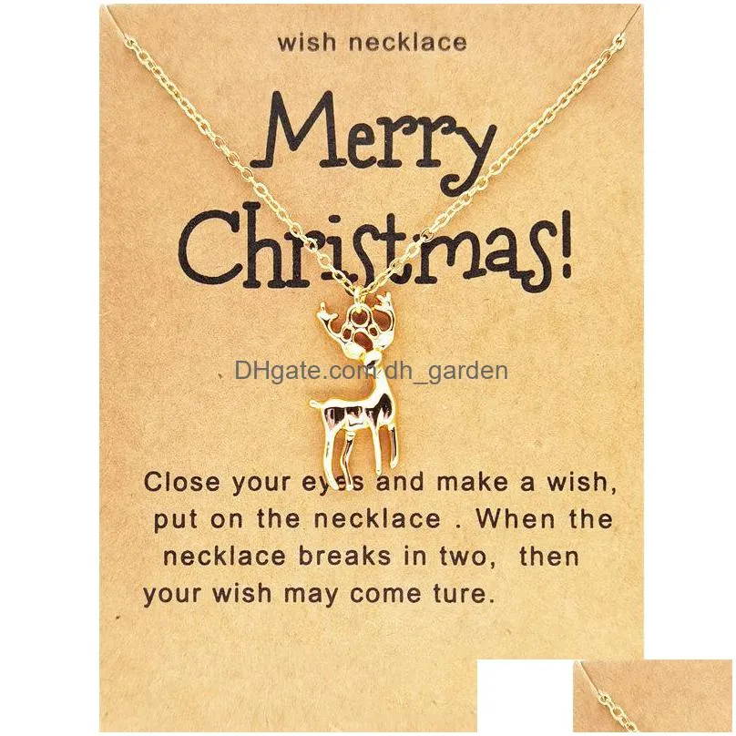 hot selling christmas day ornaments santa crutch boots tree necklace holiday wish necklaces