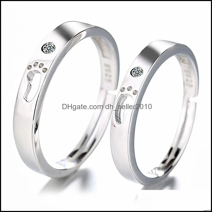 2pcs love couple rings sets zircon couple ring fashion silver jewelry romantic lover silver ring set