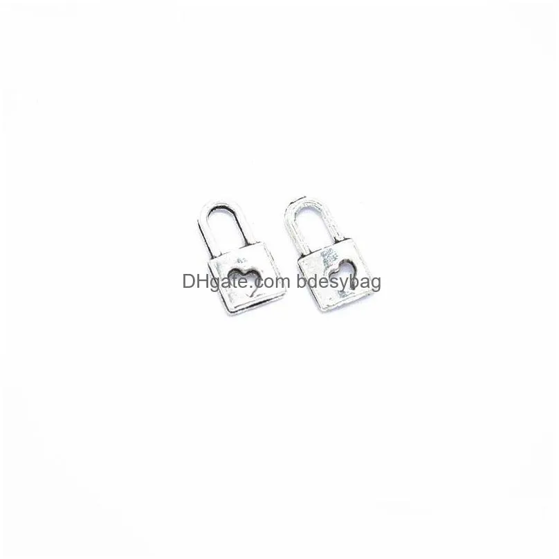 1000 pcs /lot lock charms pendant 2 sided padlock with heart cutout 16x8mm 4 colors for option