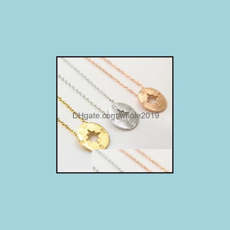 compass necklace round disc pendant women travel jewelry unisex chain bijoux graduation handmade round pendant necklace