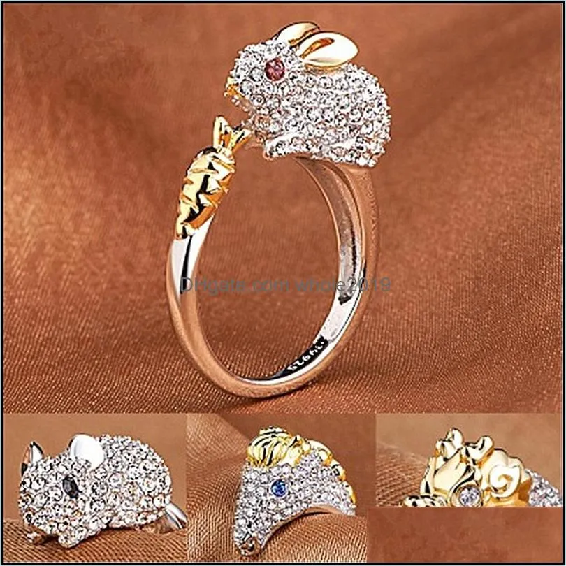 rabbit ring charm vintage chic animal rings for women girls charm gothic punk opening finger silver rings