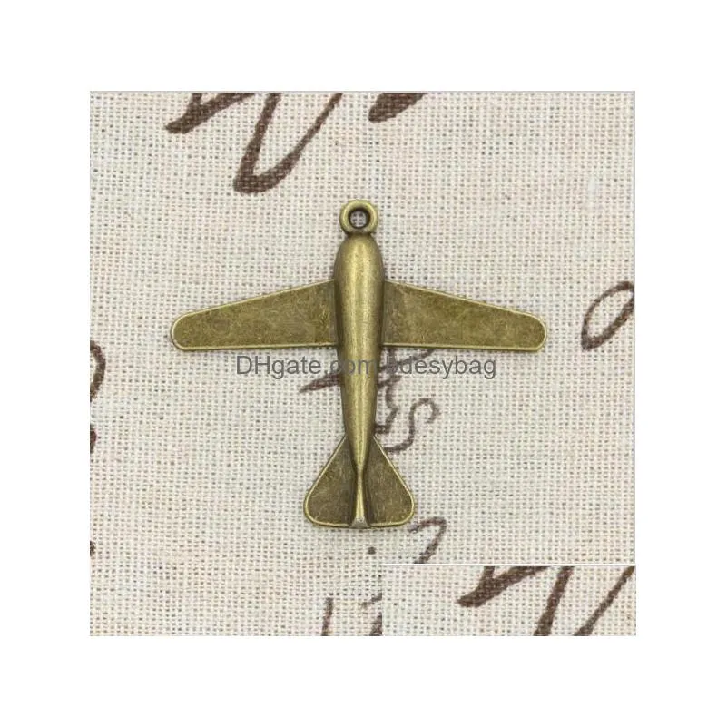 100 pcs charms plane airplane 50x44mm handmade craft pendant making fit vintage tibetan bronze diy for bracelet necklace