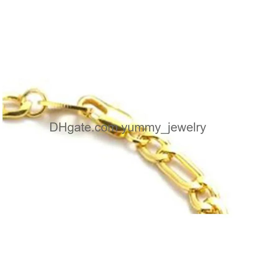wholesale figaro cuban link chain necklace bracelet sets 14k real solid gold filled copper fashion men womens jewelry accessories 22