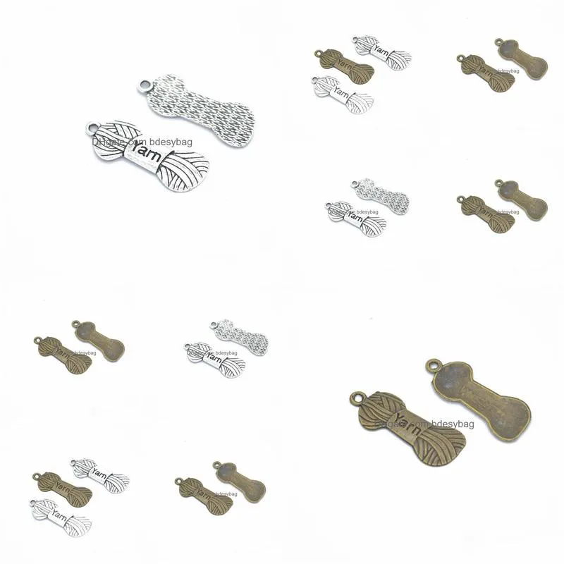 bulk 300 pcs yarn charms sewing pendants antique silver tone antique bronze 31x12mm good for diy craft