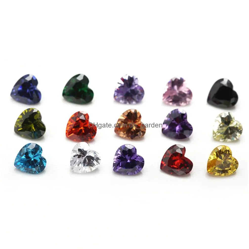 luxury 30 pcs/ bag 8x8 mm mix color heart faceted cut shape 5a loose cubic zirconia beads for jewelry diy