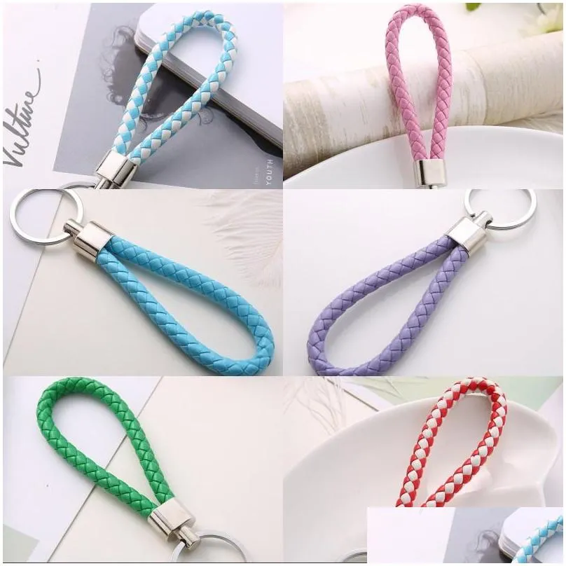 leather rope key rings alloy fashion men women chains handmade weave car pendant holder valentine day 0 46jh j2b