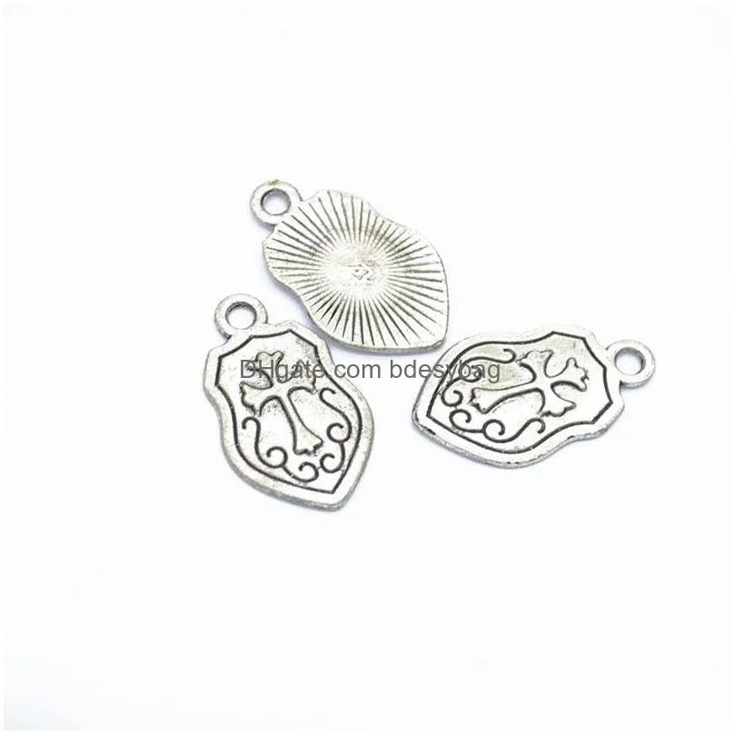 bulk 300 pcs shield charms pendant antique silver tone antique bronze 24x14mm good for diy craft jewelry making