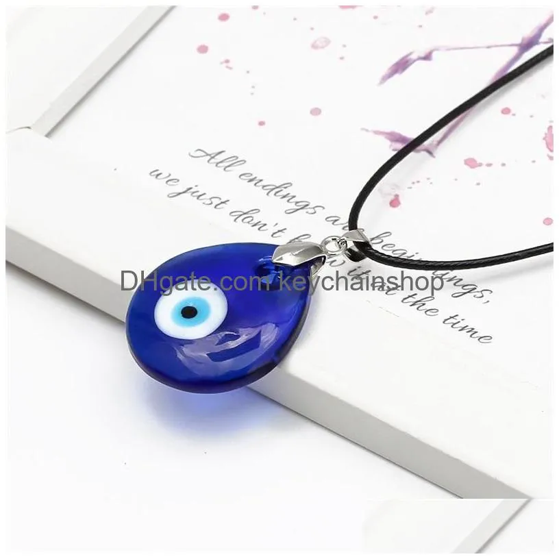 10pcs/lot vintage silver turkish teardrop blue glass evil eye charm keychain gifts fit key chains accessories jewelry 553 z2