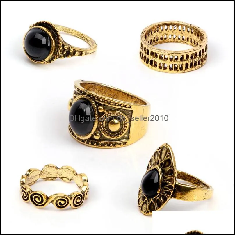 rings sets 5 pcs/ set classic black clouds geometrical irregular ring set wedding rings sets
