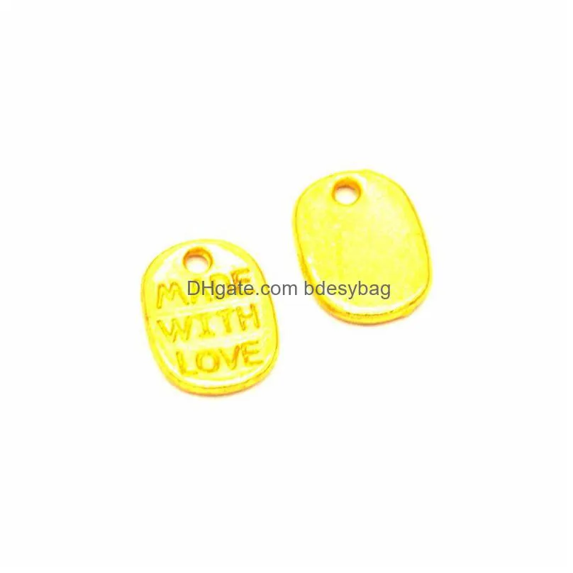 bulk 1000pcs made with love charms pendant good for diy craft jewelry making antique silver antique bronze gold 3 colors