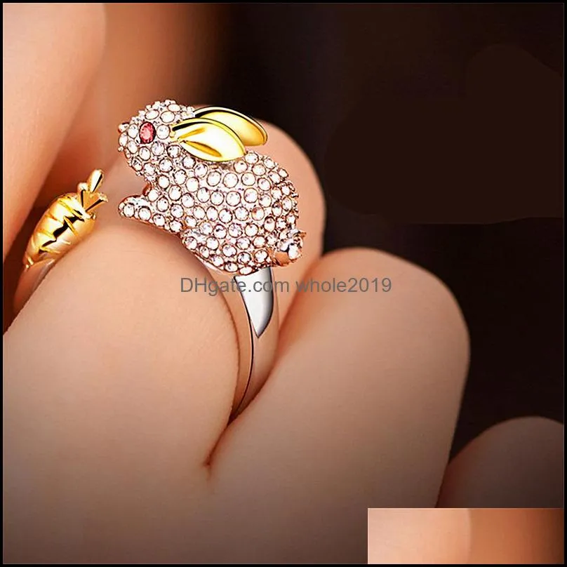 rabbit ring charm vintage chic animal rings for women girls charm gothic punk opening finger silver rings