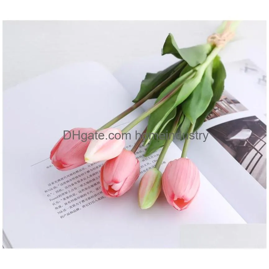 luxury silicone real touch tulips bouquet decorative artificial flowers living room decoration flores artificiales