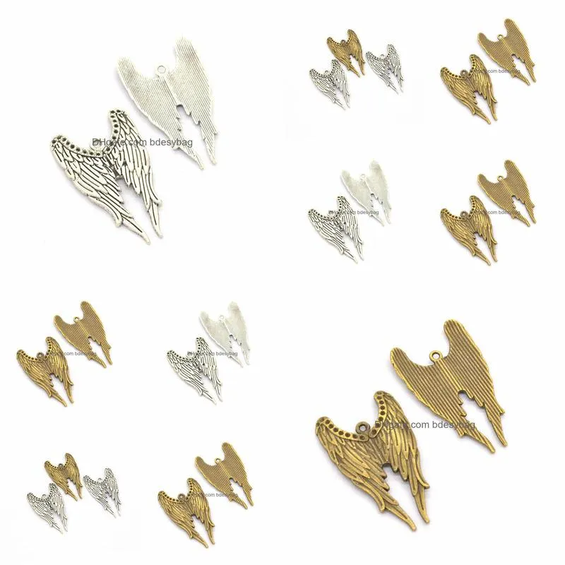 100 pcs /lot large size 40x24mm double wing charms pendant good for diy craft jewelry making